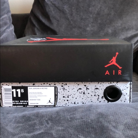 Men's Air Jordan 4 retro, white/black/ gym-red - Picture 5 of 5